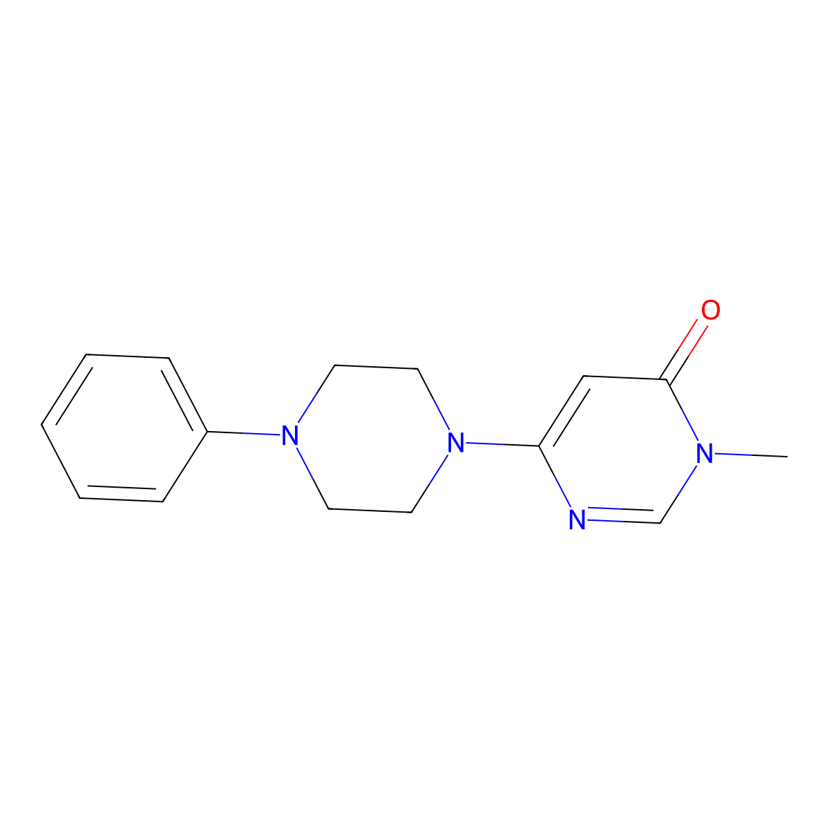 3-Methyl-6-(4-phenylpiperazin-1-yl)-3,4-dihydropyrimidin-4-one molecular structure, CAS 2327225-62-5