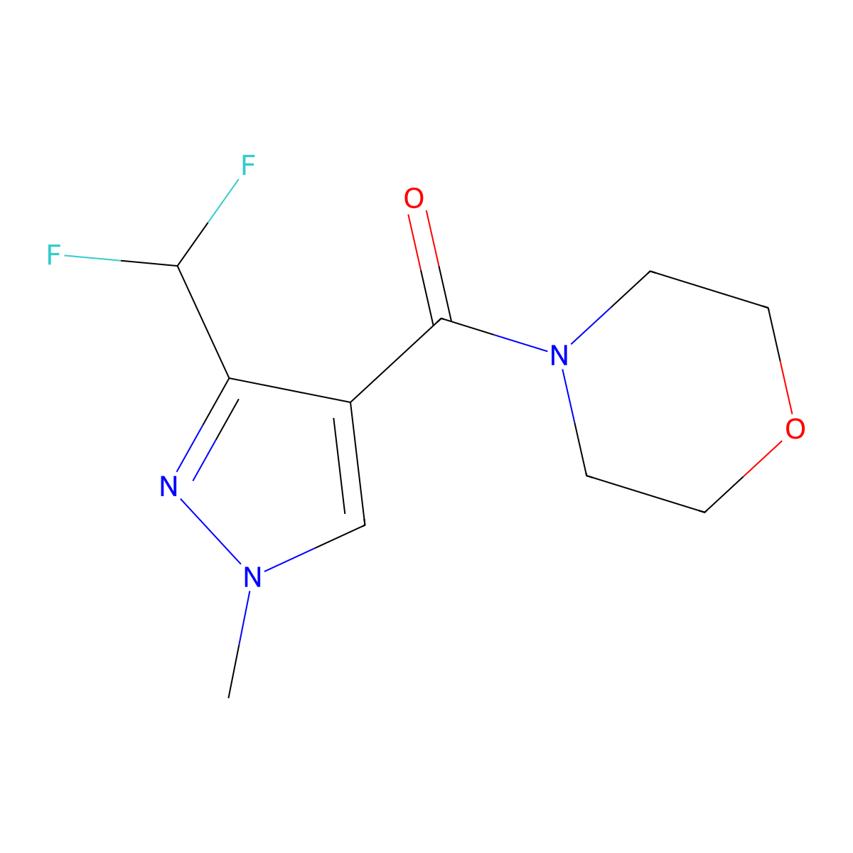 4-[3-(difluoromethyl)-1-methyl-1H-pyrazole-4-carbonyl]morpholine molecular structure, CAS 2327230-91-9