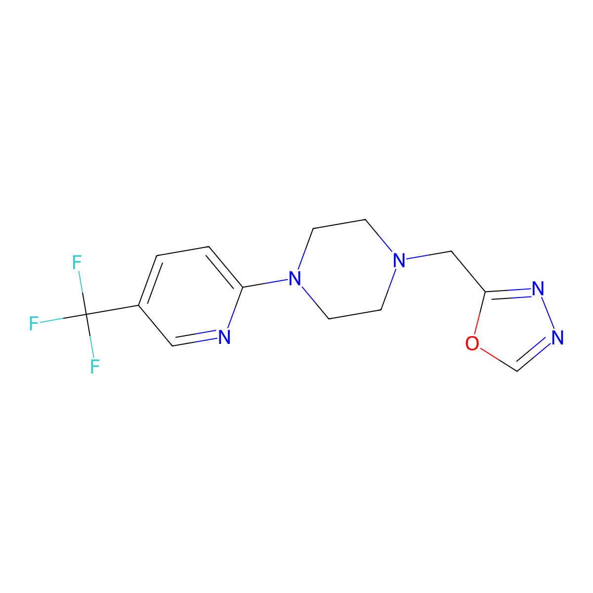 1-[(1,3,4-Oxadiazol-2-yl)methyl]-4-[5-(trifluoromethyl)pyridin-2-yl]piperazine molecular structure, CAS 2327233-04-3