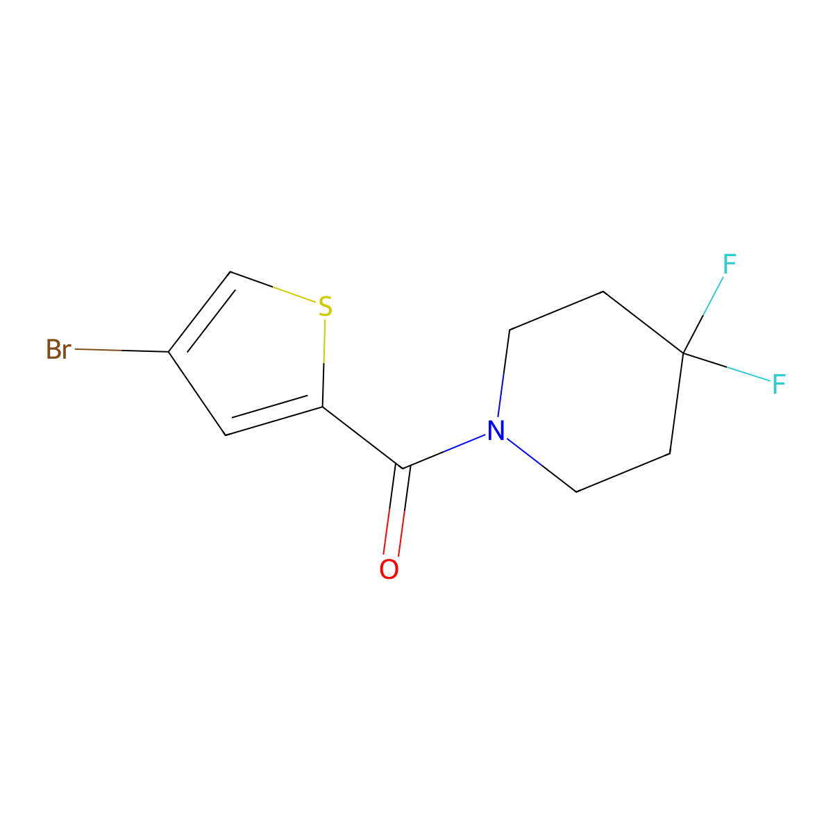 (4-Bromo-2-thienyl)(4,4-difluoro-1-piperidinyl)methanone molecular structure, CAS 2327233-15-6