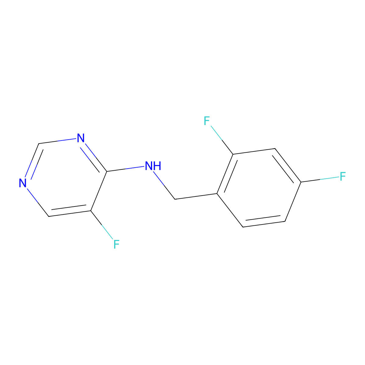 N-[(2,4-difluorophenyl)methyl]-5-fluoropyrimidin-4-amine molecular structure, CAS 2327235-23-2