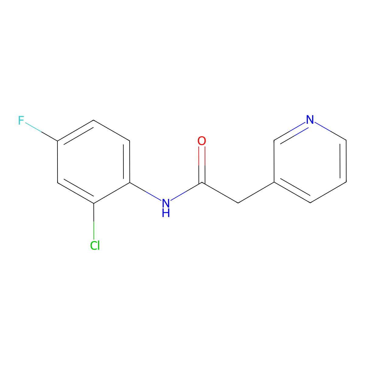 N-(2-chloro-4-fluorophenyl)-2-(pyridin-3-yl)acetamide molecular structure, CAS 2327237-05-6