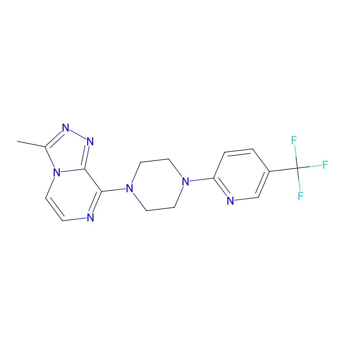 1-{3-Methyl-[1,2,4]triazolo[4,3-a]pyrazin-8-yl}-4-[5-(trifluoromethyl)pyridin-2-yl]piperazine molecular structure, CAS 2327239-50-7