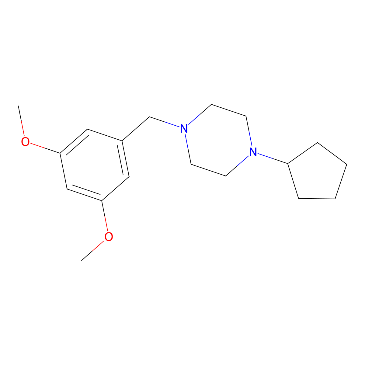1-Cyclopentyl-4-[(3,5-dimethoxyphenyl)methyl]piperazine molecular structure, CAS 2327245-46-3