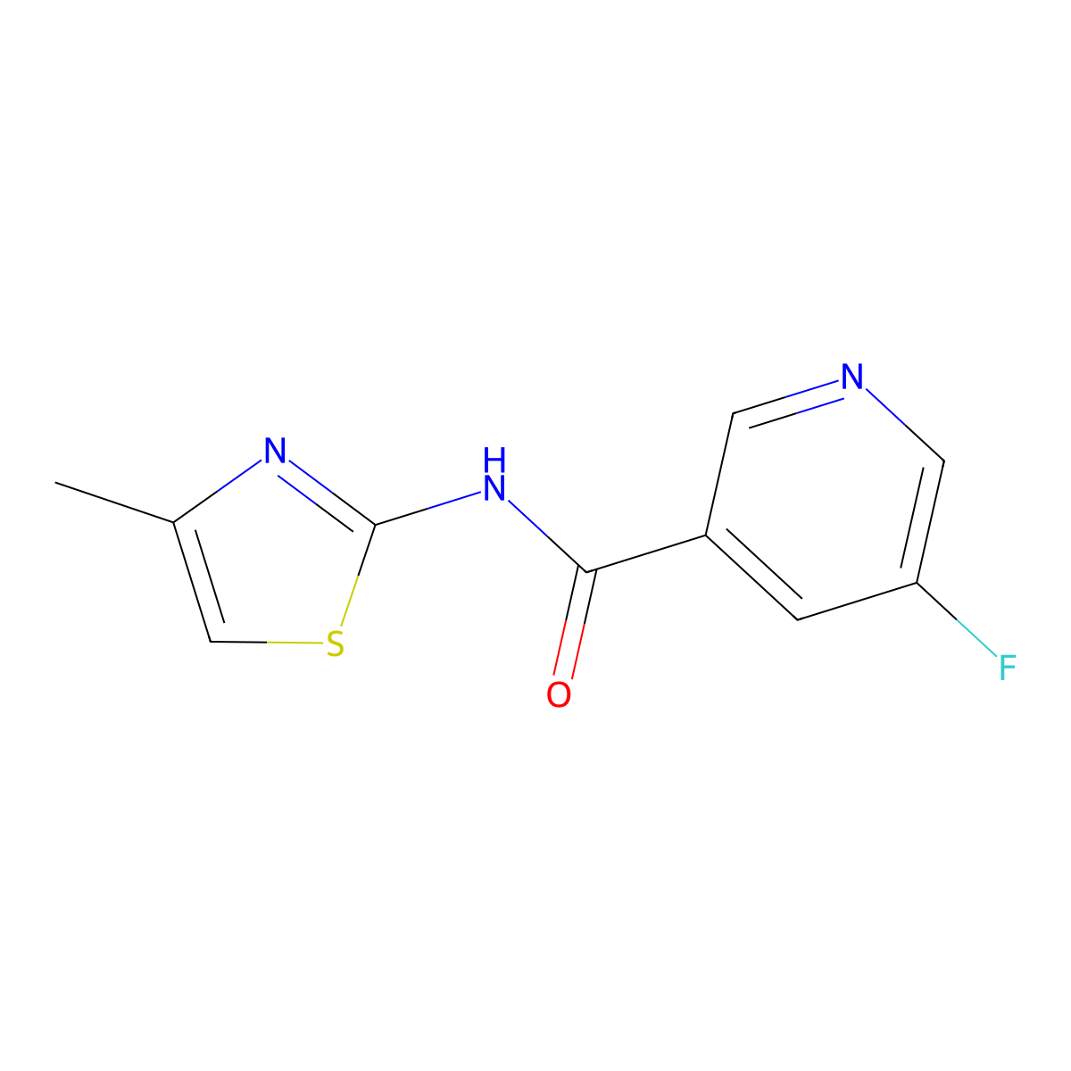 5-fluoro-N-(4-methyl-1,3-thiazol-2-yl)pyridine-3-carboxamide molecular structure, CAS 2327246-35-3