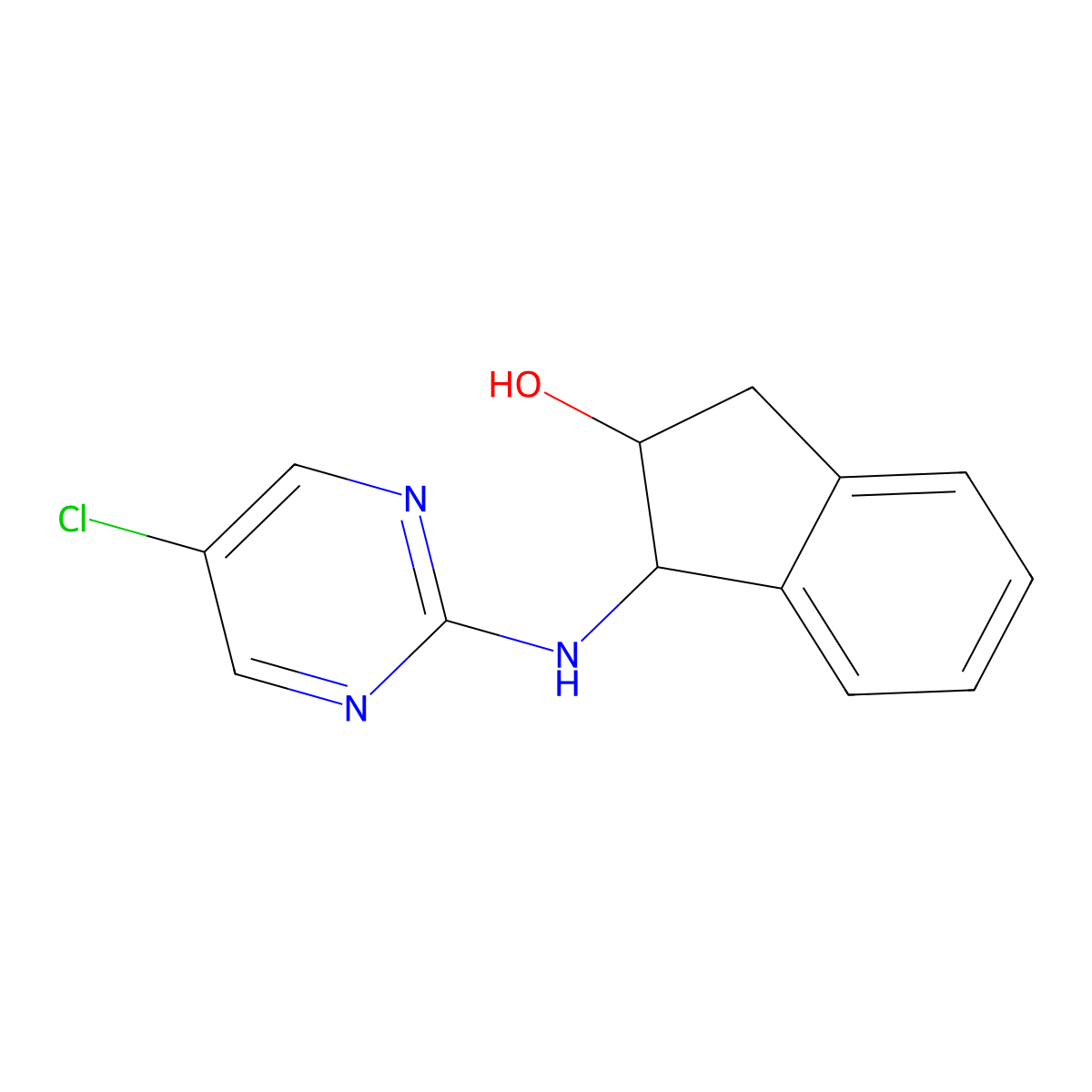 1-[(5-chloropyrimidin-2-yl)amino]-2,3-dihydro-1H-inden-2-ol molecular structure, CAS 2327246-41-1