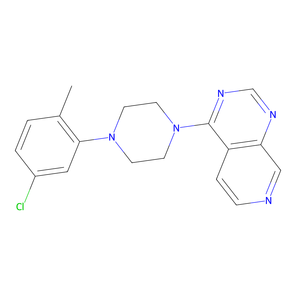 1-(5-Chloro-2-methylphenyl)-4-{pyrido[3,4-d]pyrimidin-4-yl}piperazine molecular structure, CAS 2327247-55-0