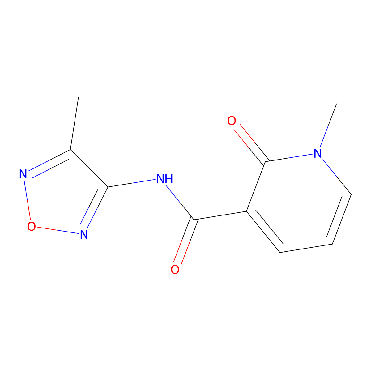 1-methyl-N-(4-methyl-1,2,5-oxadiazol-3-yl)-2-oxo-1,2-dihydropyridine-3-carboxamide molecular structure, CAS 2327251-41-0