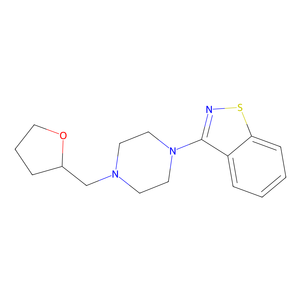 3-{4-[(Oxolan-2-yl)methyl]piperazin-1-yl}-1,2-benzothiazole molecular structure, CAS 2327252-02-6