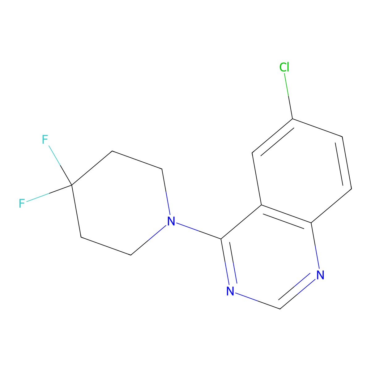 6-Chloro-4-(4,4-difluoropiperidin-1-yl)quinazoline molecular structure, CAS 2327253-48-3