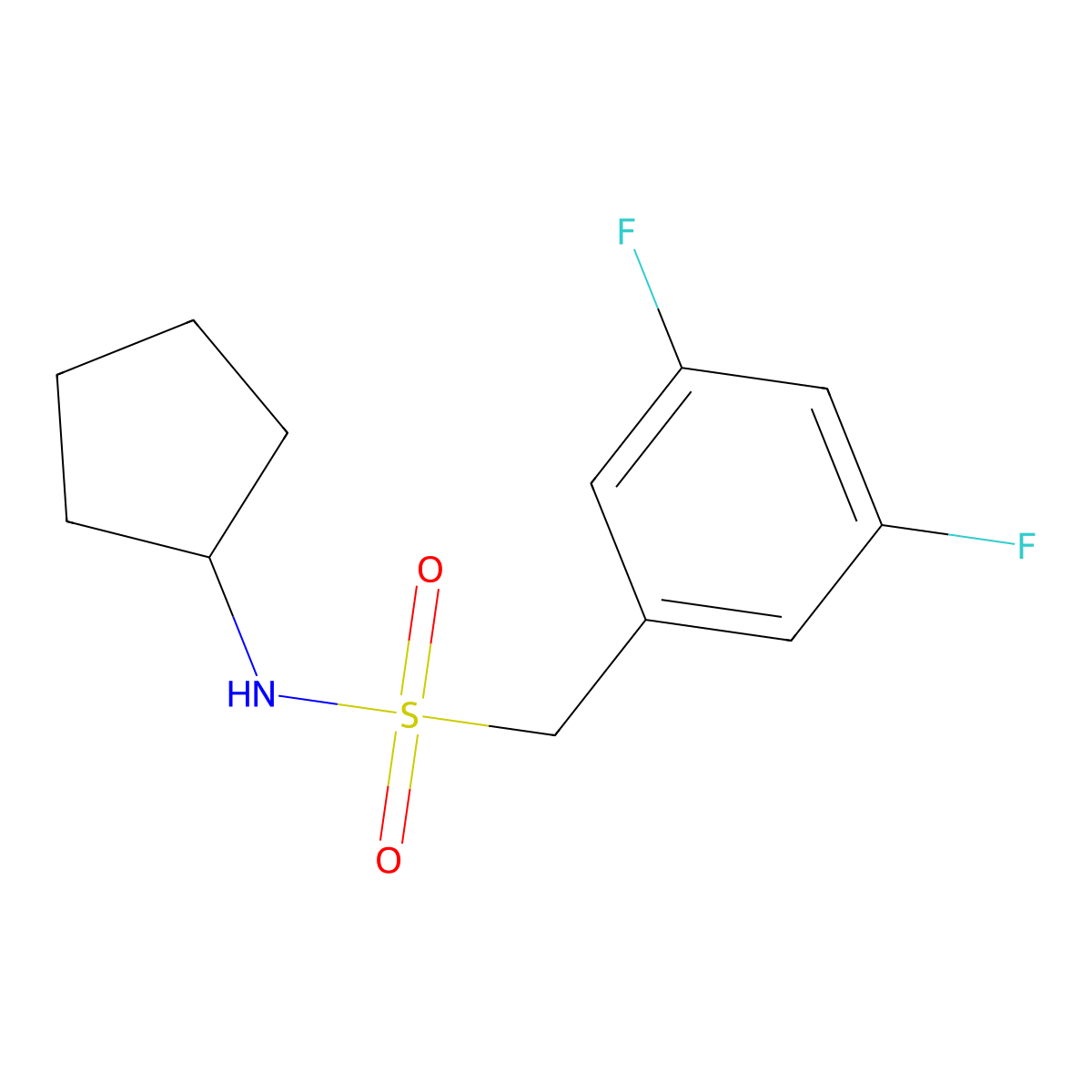 N-Cyclopentyl-1-(3,5-difluorophenyl)methanesulfonamide molecular structure, CAS 2327257-32-7