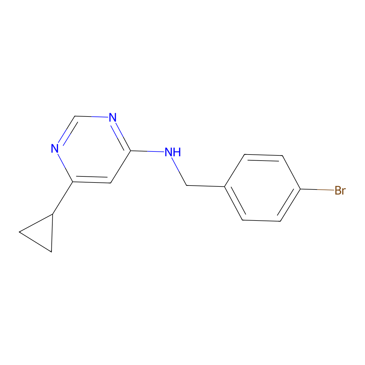 N-[(4-bromophenyl)methyl]-6-cyclopropylpyrimidin-4-amine molecular structure, CAS 2327259-74-3