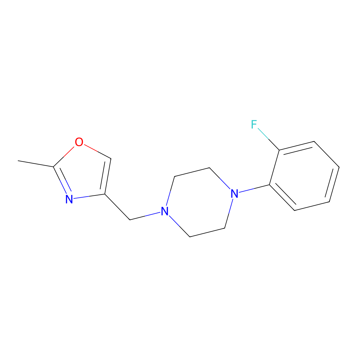 1-(2-Fluorophenyl)-4-[(2-methyl-1,3-oxazol-4-yl)methyl]piperazine molecular structure, CAS 2327259-81-2