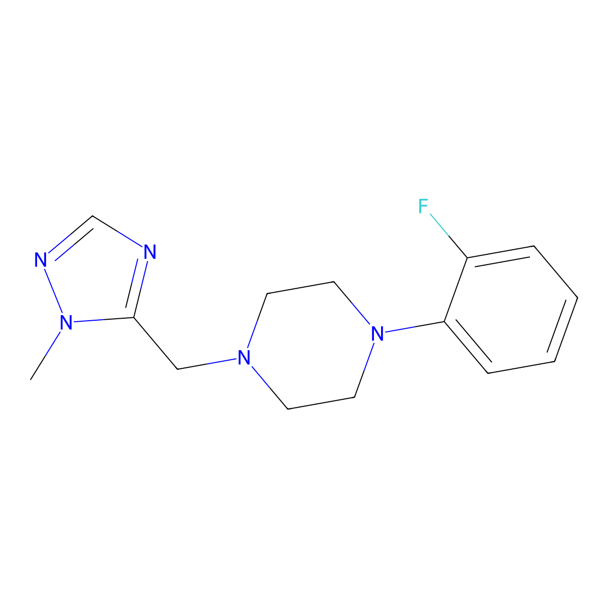 1-(2-fluorophenyl)-4-[(1-methyl-1H-1,2,4-triazol-5-yl)methyl]piperazine molecular structure, CAS 2327262-22-4