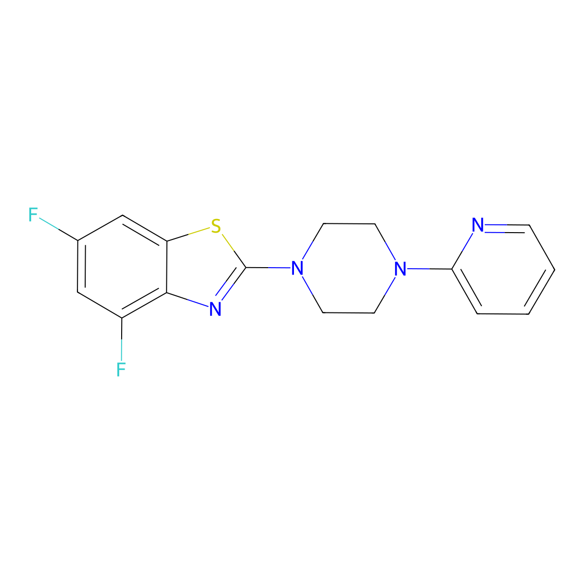 4,6-Difluoro-2-[4-(pyridin-2-yl)piperazin-1-yl]-1,3-benzothiazole molecular structure, CAS 2327268-59-5