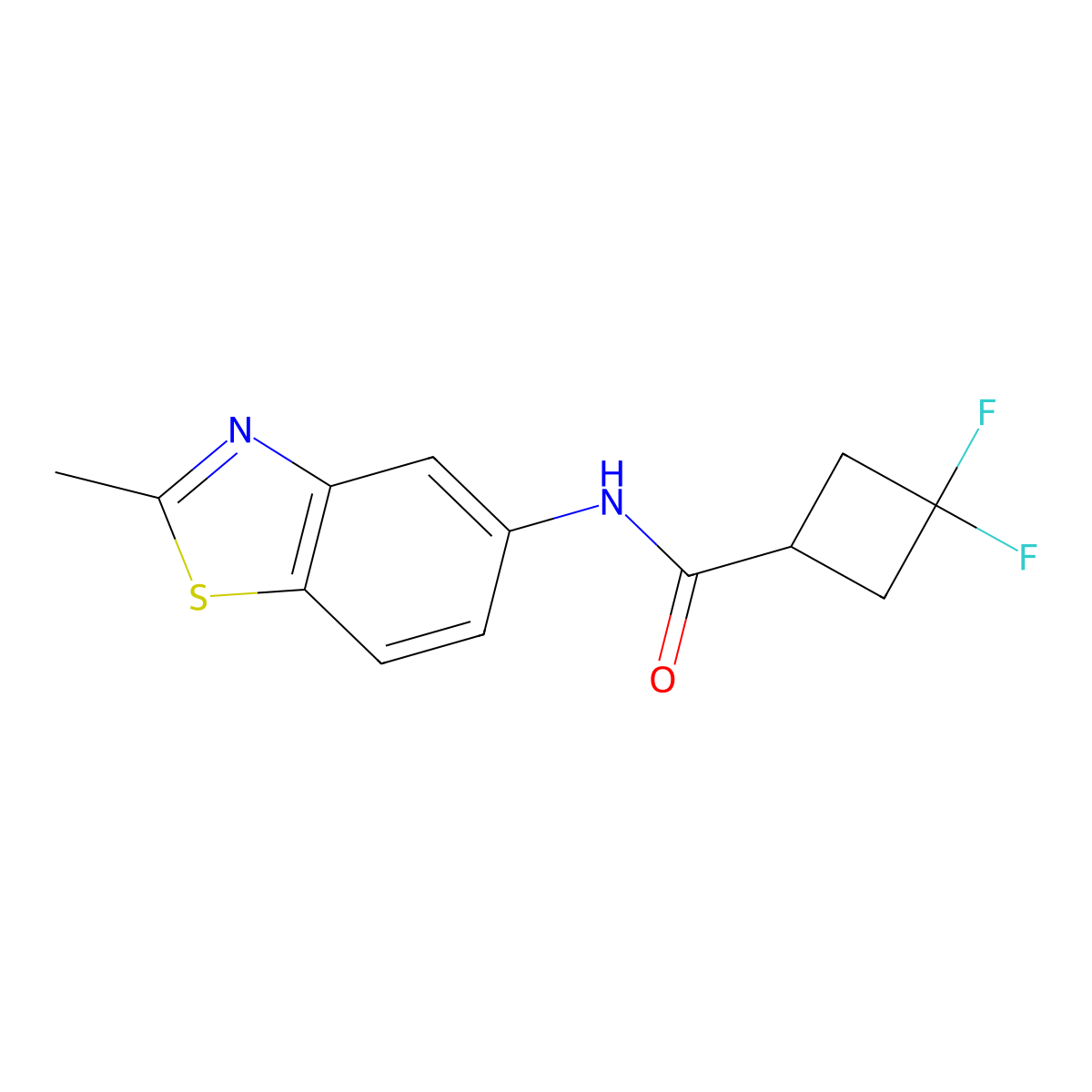 3,3-difluoro-N-(2-methyl-1,3-benzothiazol-5-yl)cyclobutane-1-carboxamide molecular structure, CAS 2327270-19-7