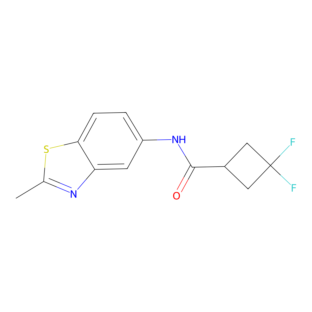 3,3-difluoro-N-(2-methyl-1,3-benzothiazol-5-yl)cyclobutane-1-carboxamide molecular structure, CAS 2327270-19-7