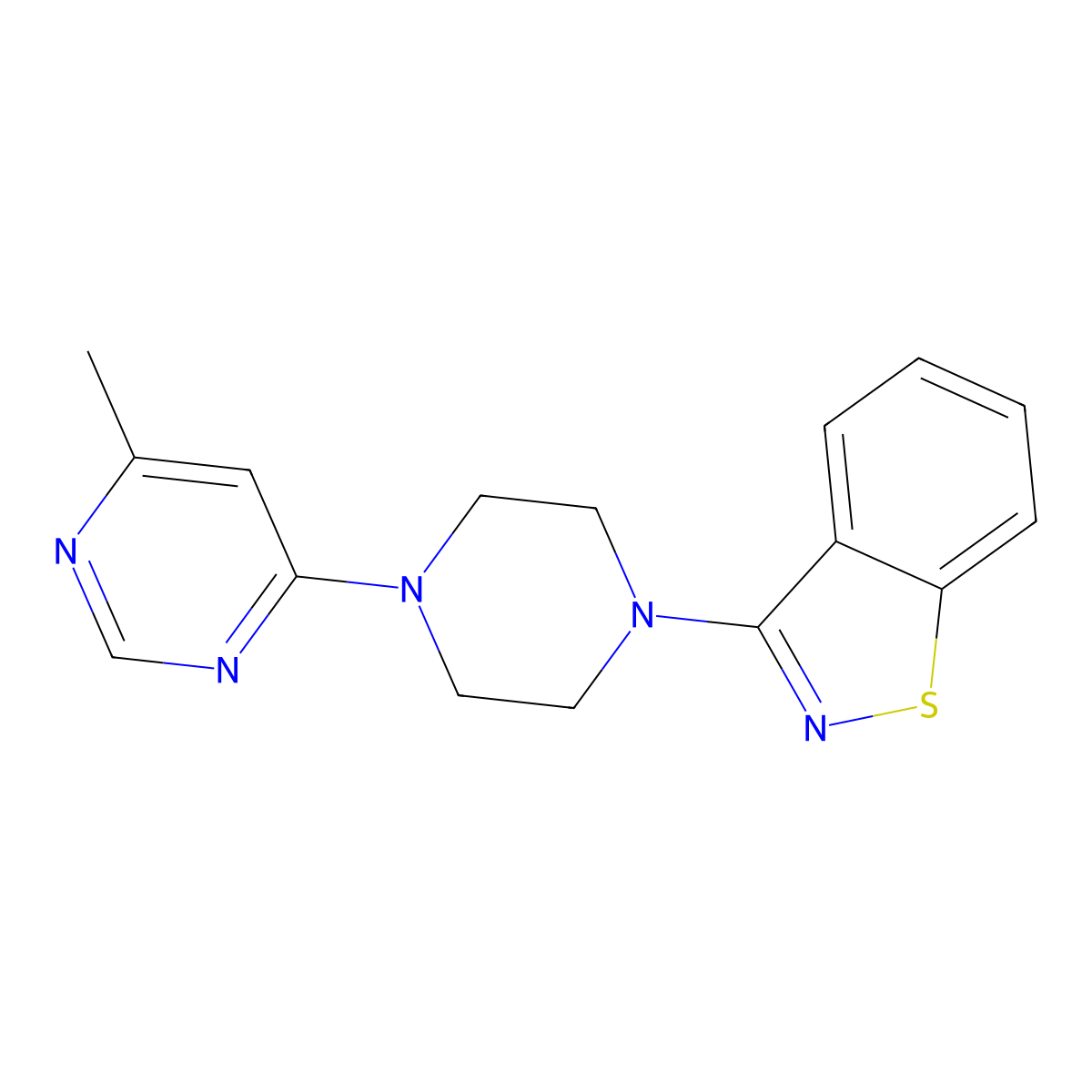 3-[4-(6-Methylpyrimidin-4-yl)piperazin-1-yl]-1,2-benzothiazole molecular structure, CAS 2327274-25-7