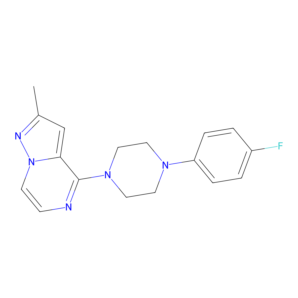 1-(4-Fluorophenyl)-4-{2-methylpyrazolo[1,5-a]pyrazin-4-yl}piperazine molecular structure, CAS 2327275-45-4