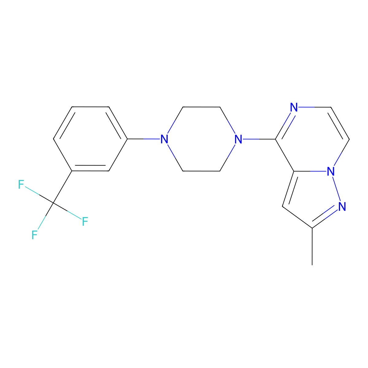 1-{2-Methylpyrazolo[1,5-a]pyrazin-4-yl}-4-[3-(trifluoromethyl)phenyl]piperazine molecular structure, CAS 2327278-68-0