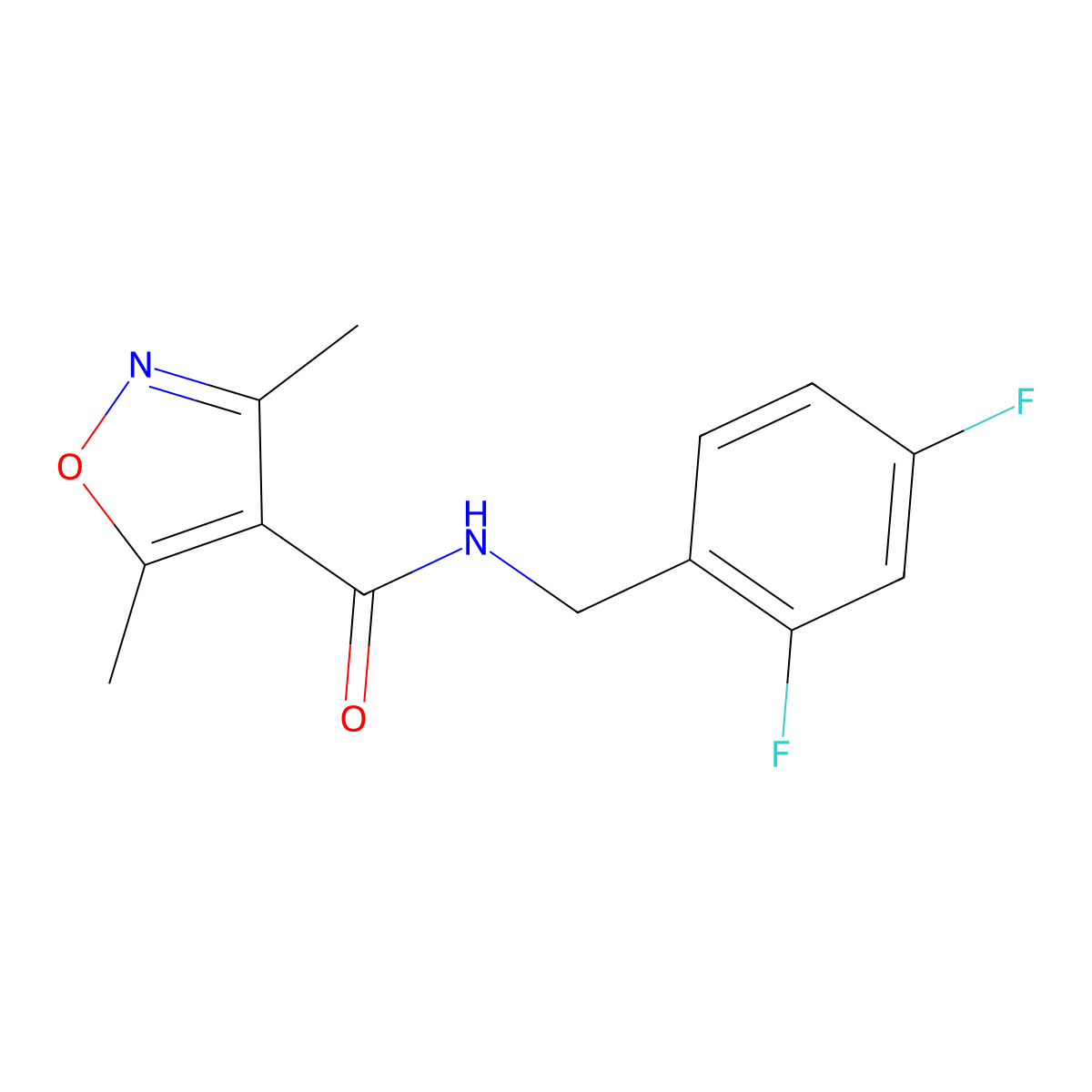 N-[(2,4-difluorophenyl)methyl]-3,5-dimethyl-1,2-oxazole-4-carboxamide molecular structure, CAS 2327280-51-1