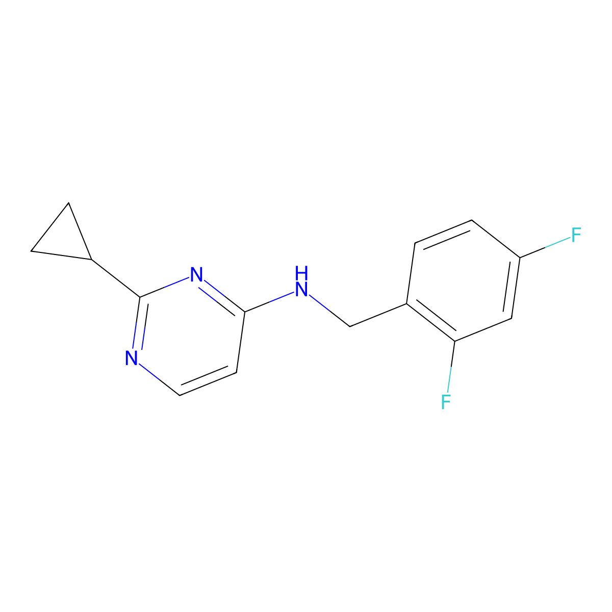 2-cyclopropyl-N-[(2,4-difluorophenyl)methyl]pyrimidin-4-amine molecular structure, CAS 2327286-89-3