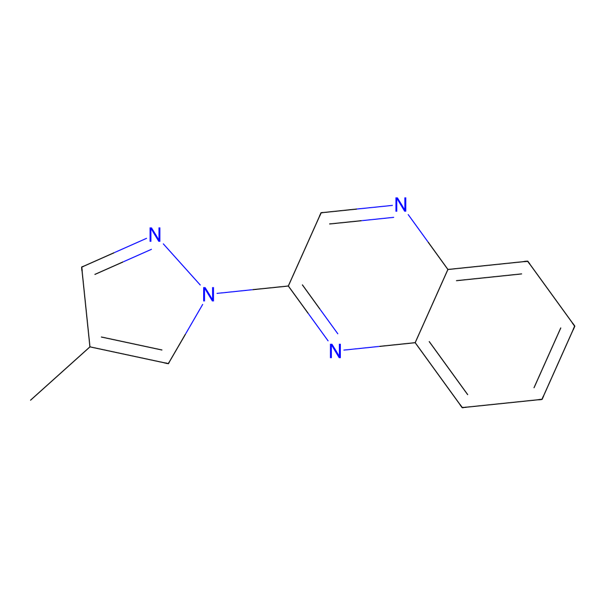 2-(4-methyl-1H-pyrazol-1-yl)quinoxaline molecular structure, CAS 2327288-86-6