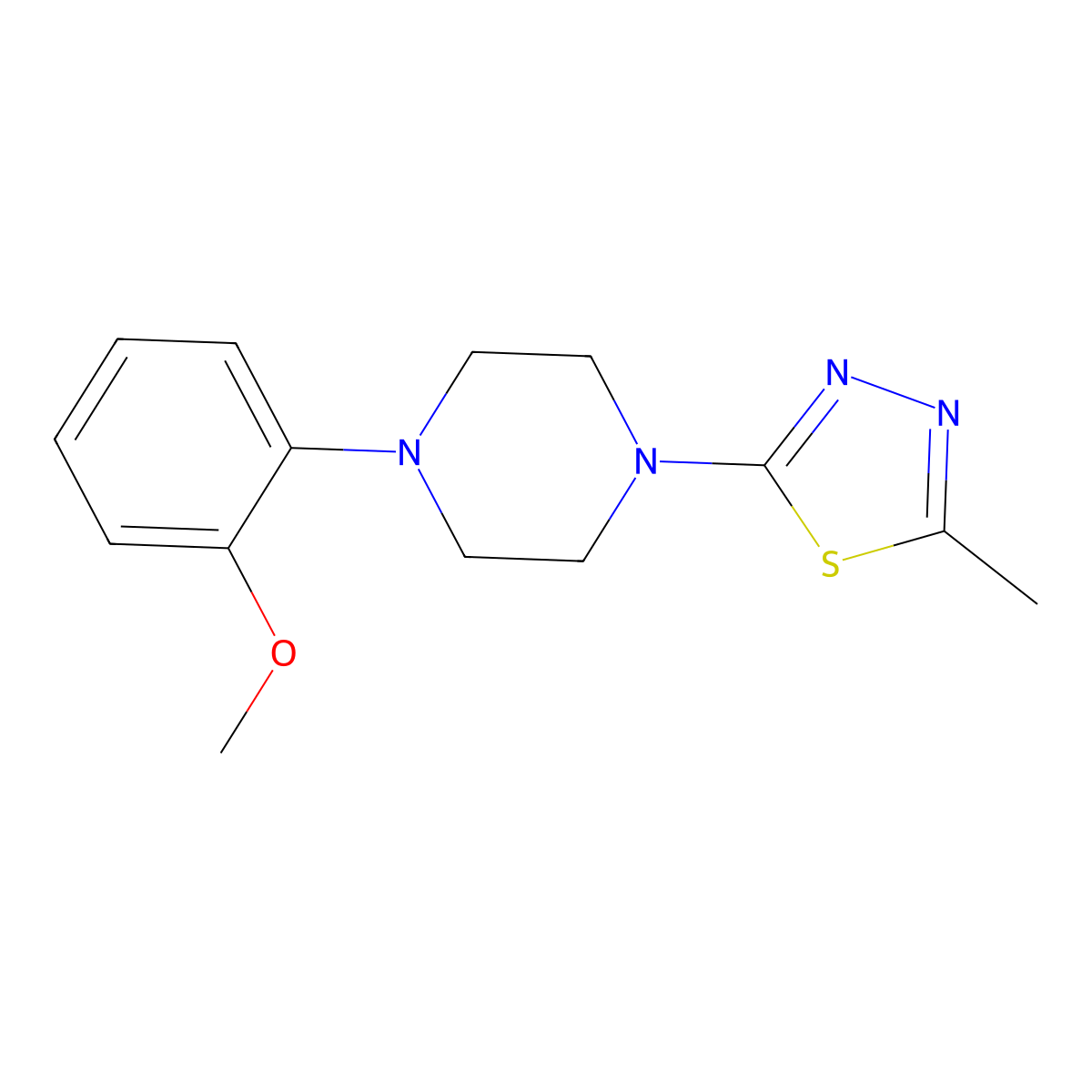 1-(2-Methoxyphenyl)-4-(5-methyl-1,3,4-thiadiazol-2-yl)piperazine molecular structure, CAS 2327302-27-0
