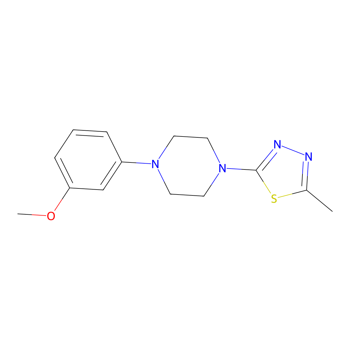 1-(3-Methoxyphenyl)-4-(5-methyl-1,3,4-thiadiazol-2-yl)piperazine molecular structure, CAS 2327302-28-1