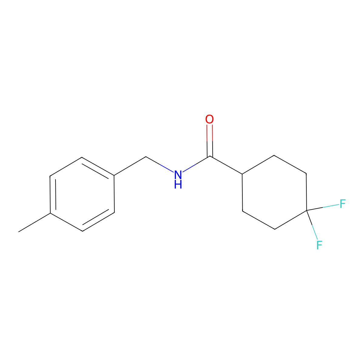 4,4-Difluoro-N-[(4-methylphenyl)methyl]cyclohexane-1-carboxamide molecular structure, CAS 2327310-88-1