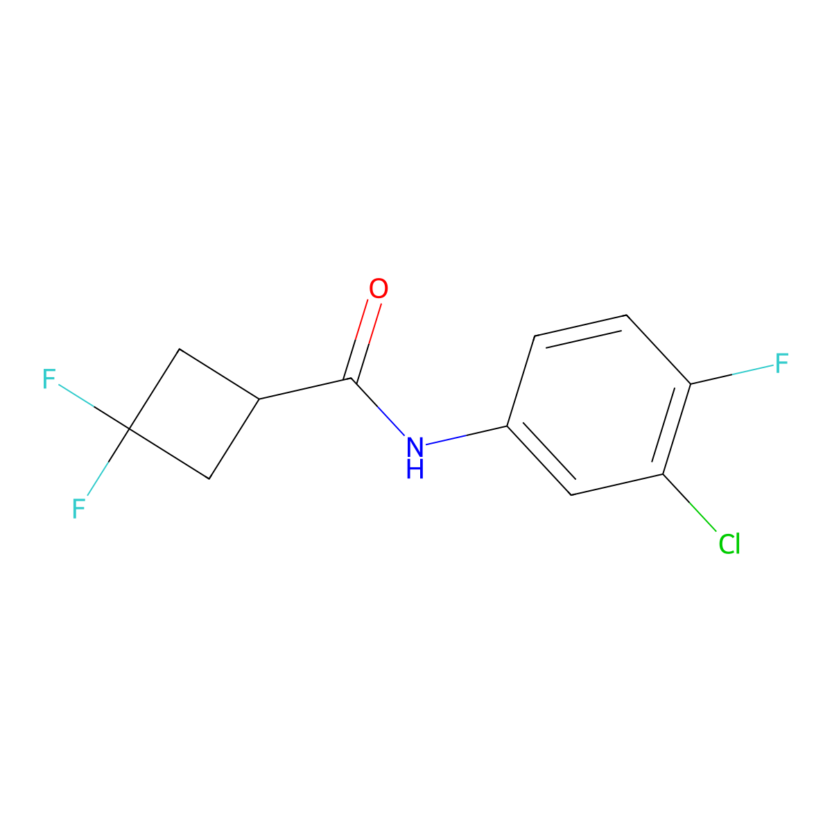 N-(3-chloro-4-fluorophenyl)-3,3-difluorocyclobutane-1-carboxamide molecular structure, CAS 2327320-54-5