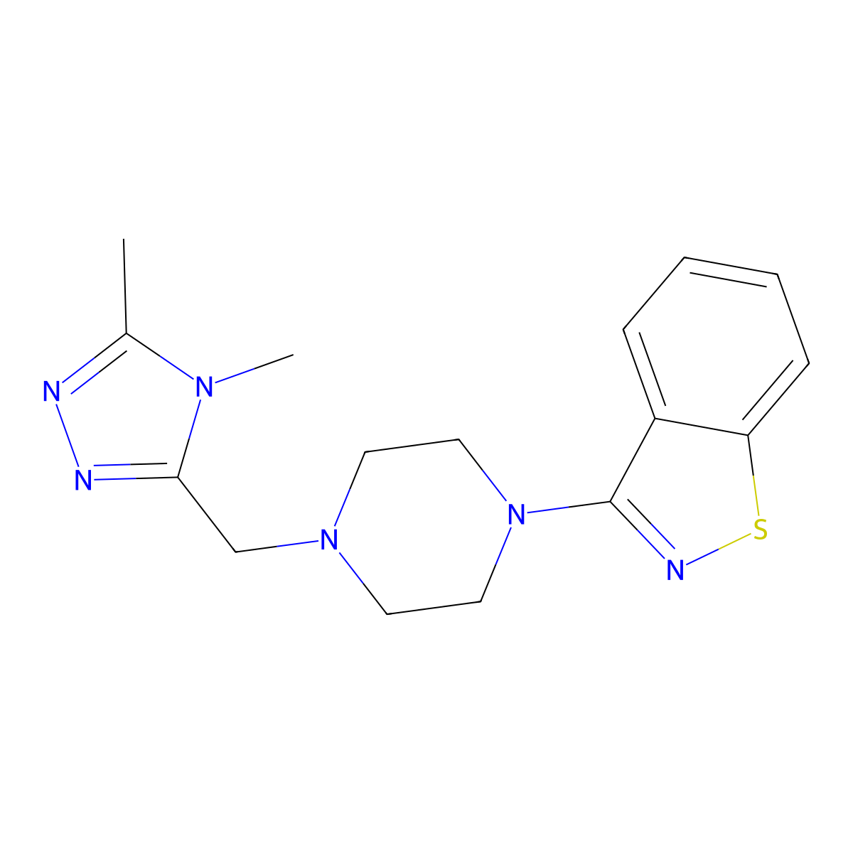 3-{4-[(4,5-dimethyl-4H-1,2,4-triazol-3-yl)methyl]piperazin-1-yl}-1,2-benzothiazole molecular structure, CAS 2327321-39-9