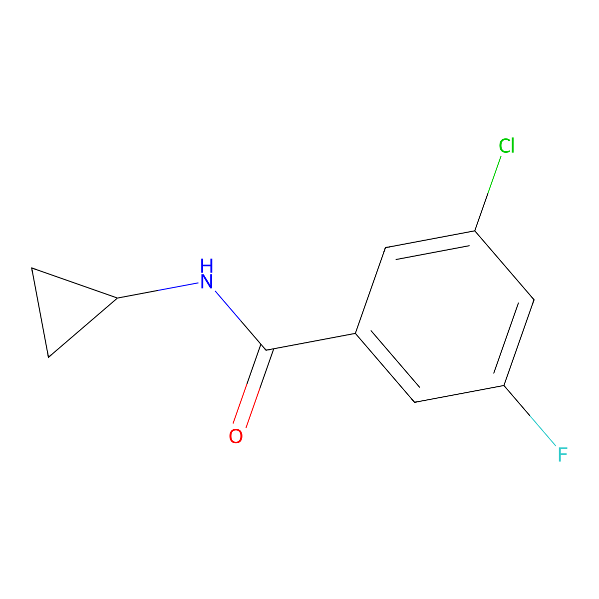 3-Chloro-N-cyclopropyl-5-fluorobenzamide molecular structure, CAS 2327323-45-3