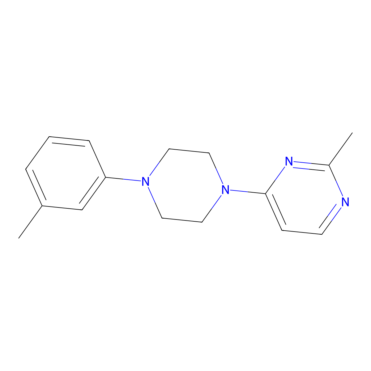 2-Methyl-4-[4-(3-methylphenyl)piperazin-1-yl]pyrimidine molecular structure, CAS 2327323-77-1