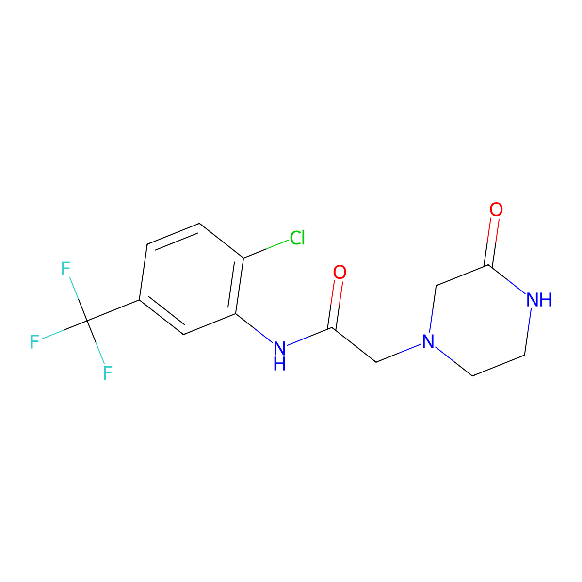N-[2-chloro-5-(trifluoromethyl)phenyl]-2-(3-oxopiperazin-1-yl)acetamide molecular structure, CAS 2327326-23-6