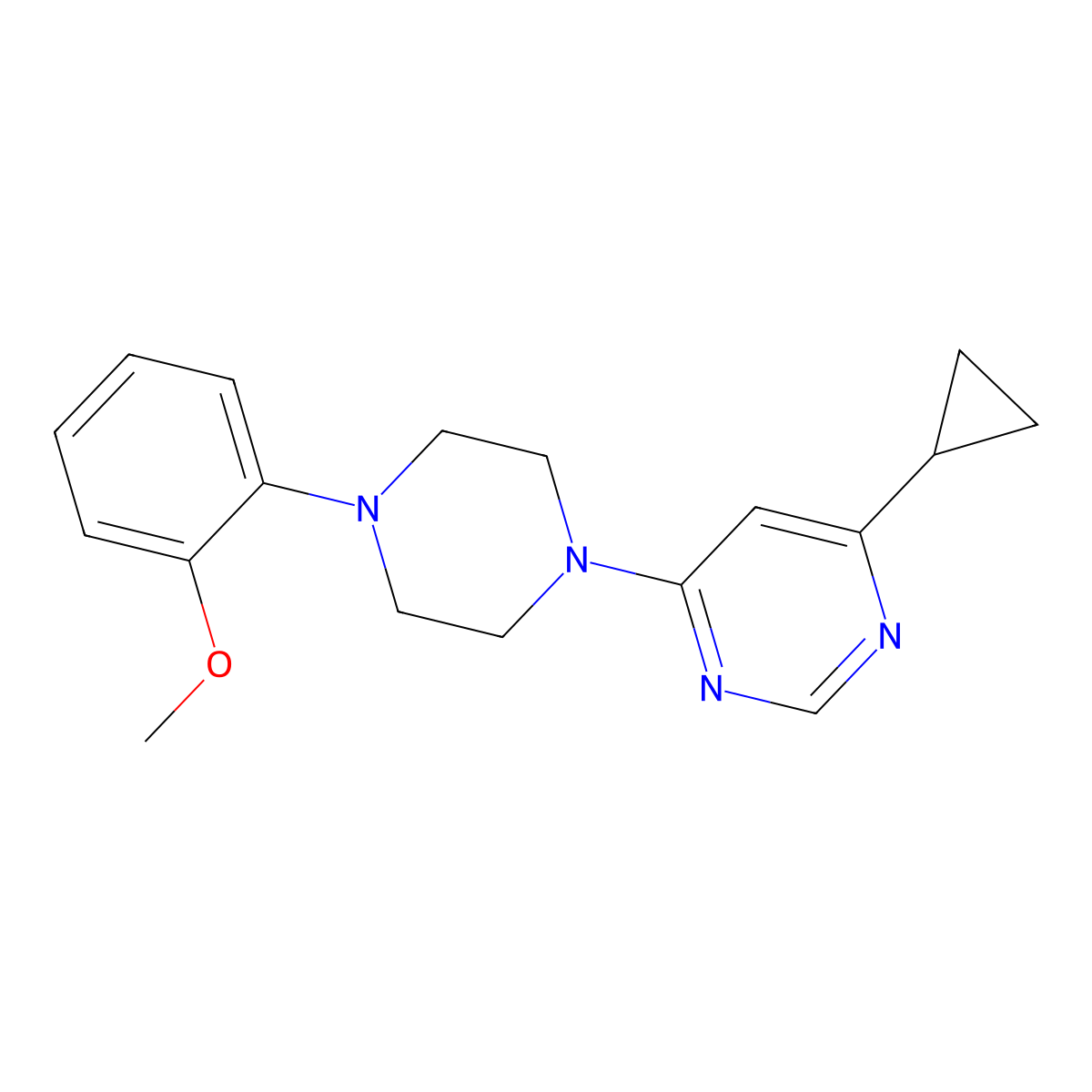 4-Cyclopropyl-6-[4-(2-methoxyphenyl)piperazin-1-yl]pyrimidine molecular structure, CAS 2327332-09-0