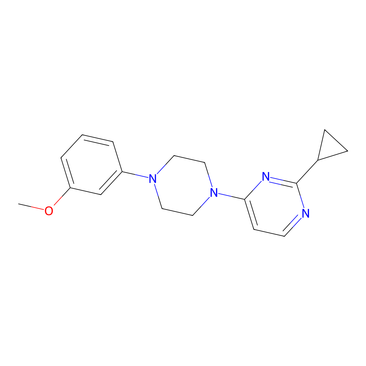 2-Cyclopropyl-4-[4-(3-methoxyphenyl)piperazin-1-yl]pyrimidine molecular structure, CAS 2327332-11-4