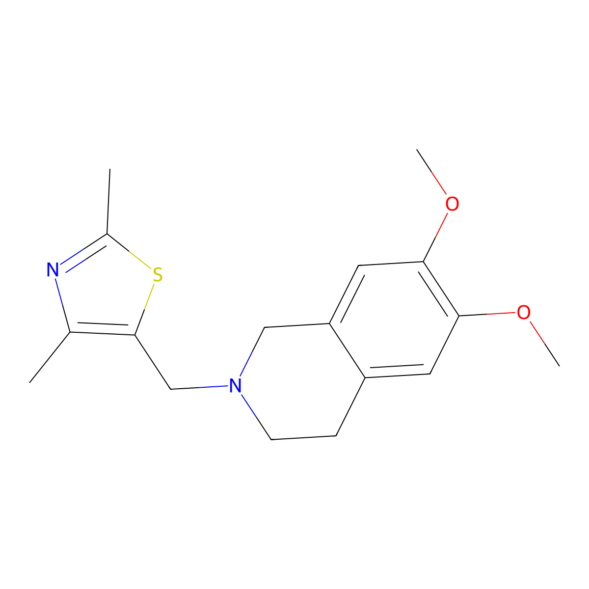2-[(2,4-Dimethyl-1,3-thiazol-5-yl)methyl]-6,7-dimethoxy-1,2,3,4-tetrahydroisoquinoline molecular structure, CAS 2327332-67-0