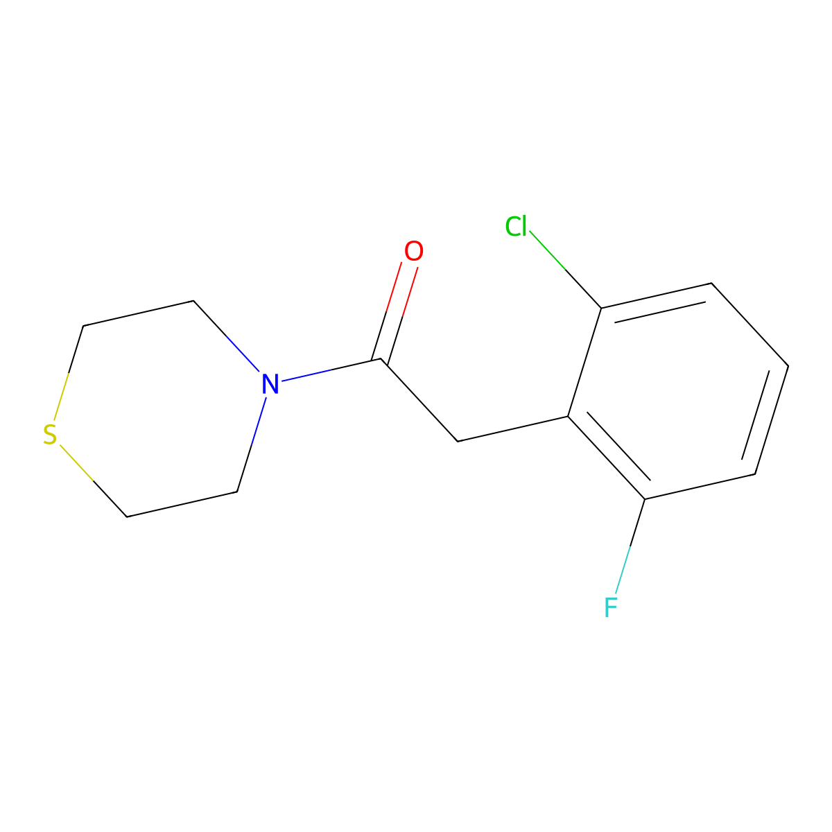 2-(2-Chloro-6-fluorophenyl)-1-(thiomorpholin-4-yl)ethan-1-one molecular structure, CAS 2327340-93-0