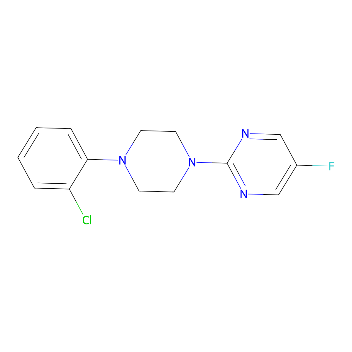 2-[4-(2-Chlorophenyl)piperazin-1-yl]-5-fluoropyrimidine molecular structure, CAS 2327343-53-1