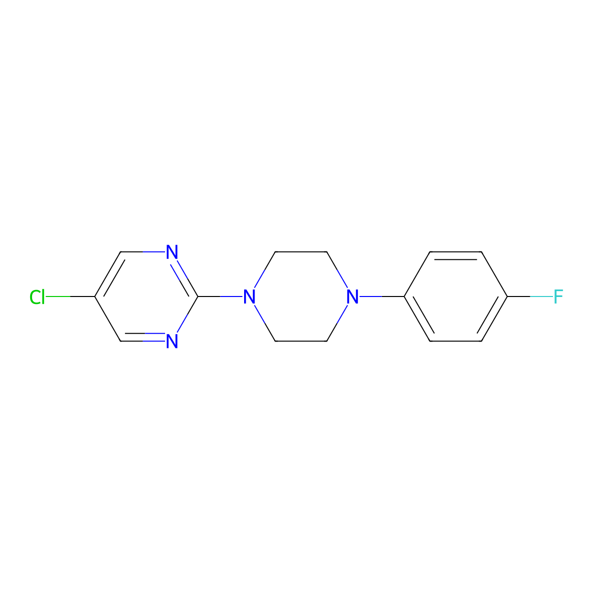 5-Chloro-2-[4-(4-fluorophenyl)piperazin-1-yl]pyrimidine molecular structure, CAS 2327343-55-3