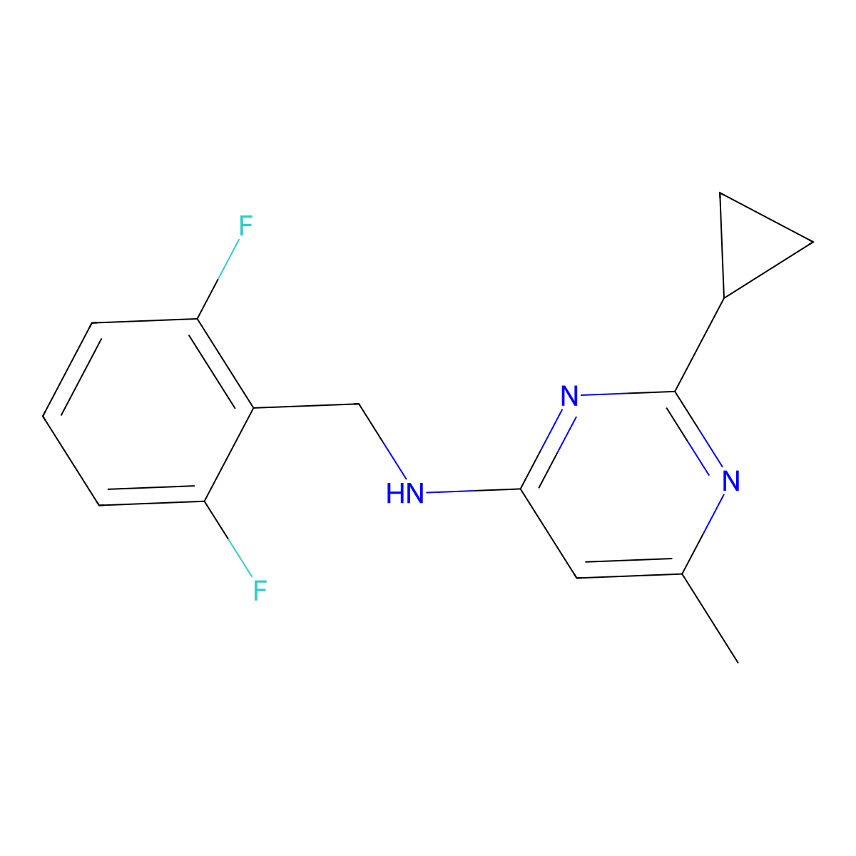 2-cyclopropyl-N-[(2,6-difluorophenyl)methyl]-6-methylpyrimidin-4-amine molecular structure, CAS 2327344-55-6