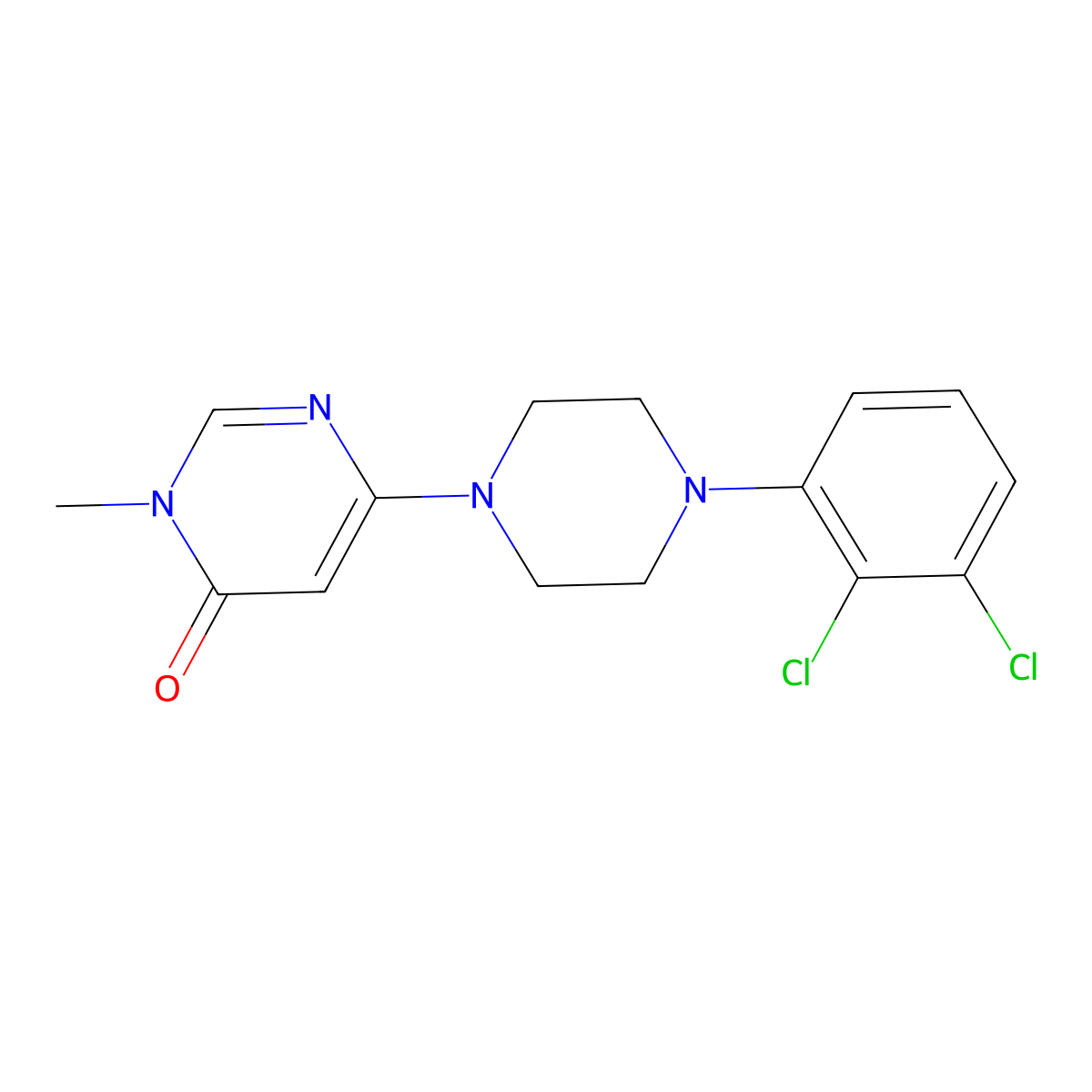 6-[4-(2,3-Dichlorophenyl)piperazin-1-yl]-3-methyl-3,4-dihydropyrimidin-4-one molecular structure, CAS 2327346-14-3