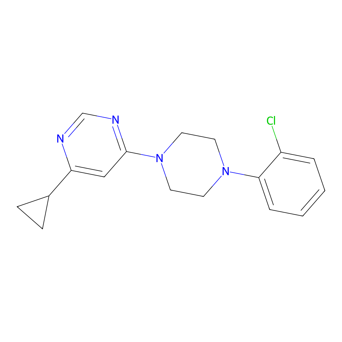4-[4-(2-Chlorophenyl)piperazin-1-yl]-6-cyclopropylpyrimidine molecular structure, CAS 2327348-82-1