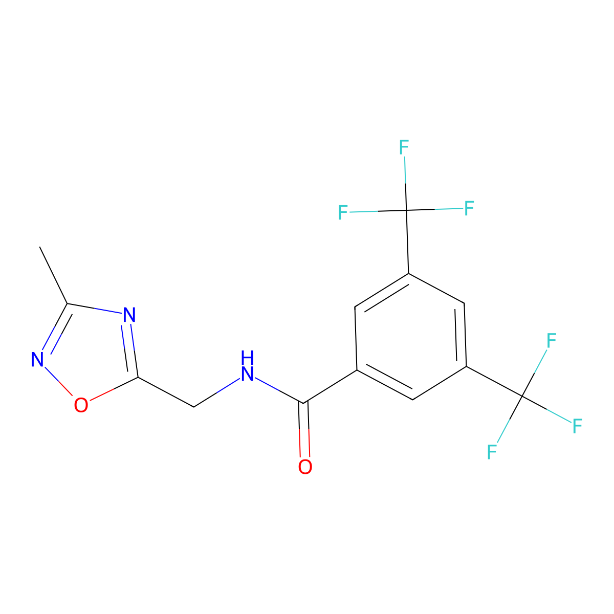 N-[(3-methyl-1,2,4-oxadiazol-5-yl)methyl]-3,5-bis(trifluoromethyl)benzamide molecular structure, CAS 2327349-90-4