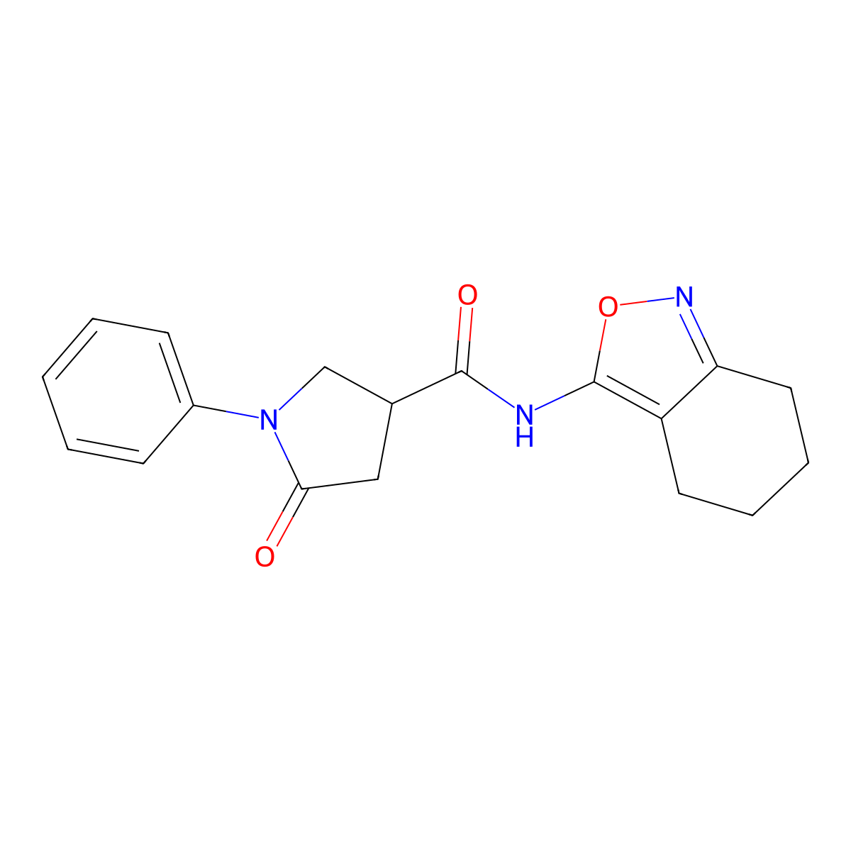 5-oxo-1-phenyl-N-(4,5,6,7-tetrahydro-2,1-benzoxazol-3-yl)pyrrolidine-3-carboxamide molecular structure, CAS 2327351-26-6