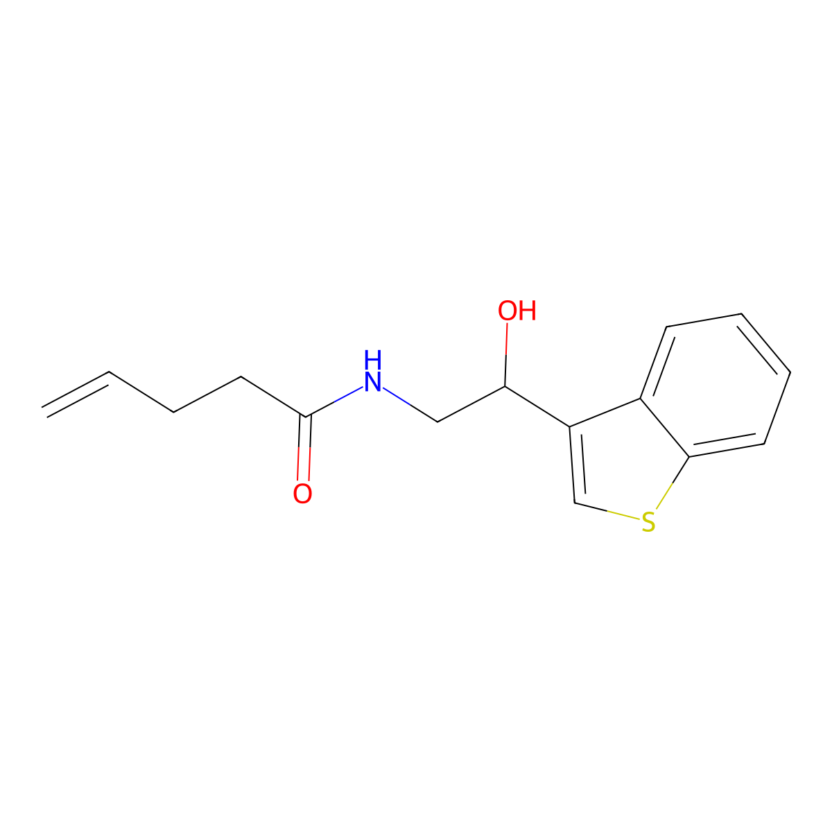 N-[2-(1-benzothiophen-3-yl)-2-hydroxyethyl]pent-4-enamide molecular structure, CAS 2327364-52-1