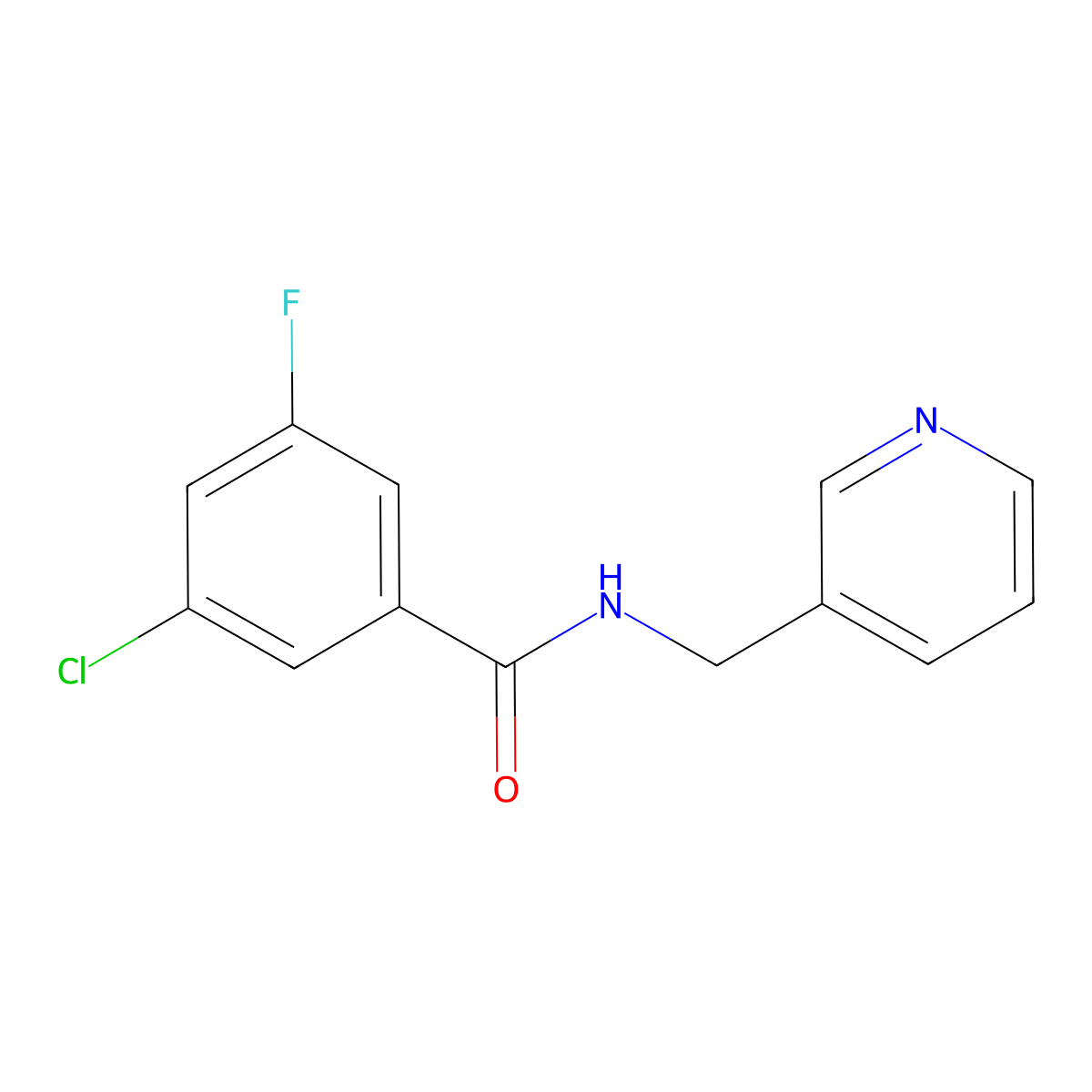 3-chloro-5-fluoro-N-[(pyridin-3-yl)methyl]benzamide molecular structure, CAS 2327369-46-8