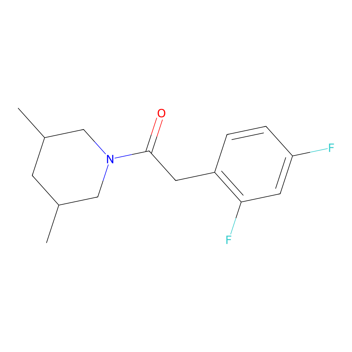 2-(2,4-Difluorophenyl)-1-(3,5-dimethylpiperidin-1-yl)ethan-1-one molecular structure, CAS 2327369-68-4