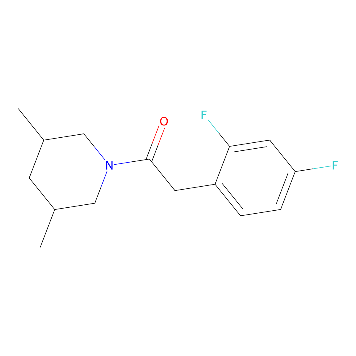 2-(2,4-Difluorophenyl)-1-(3,5-dimethylpiperidin-1-yl)ethan-1-one molecular structure, CAS 2327369-68-4